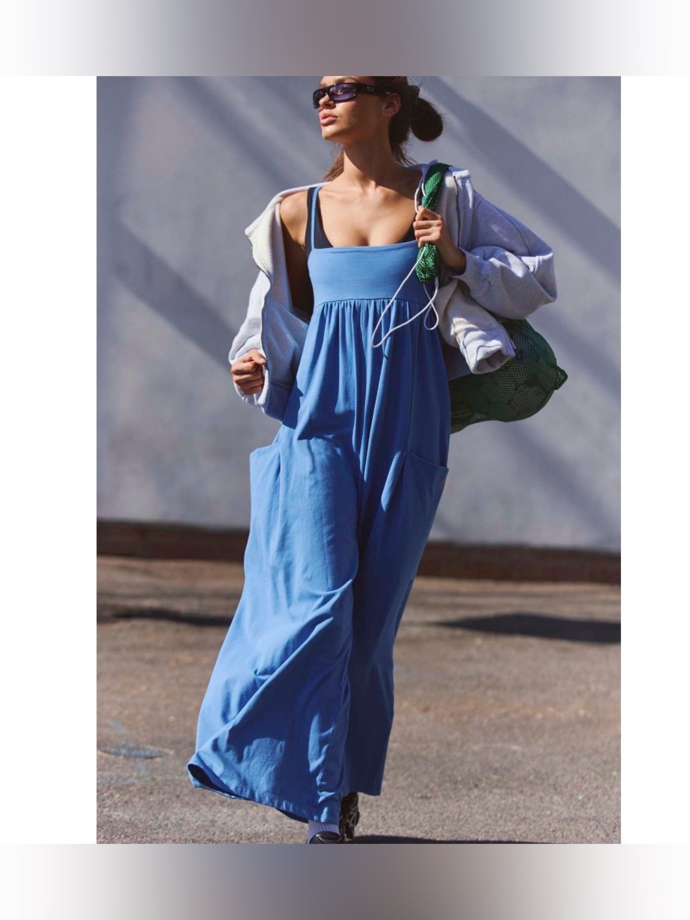 Free People Hot Shot Strappy Onesie Cobalt Blue Size XL NWT - Picture 2 of 12